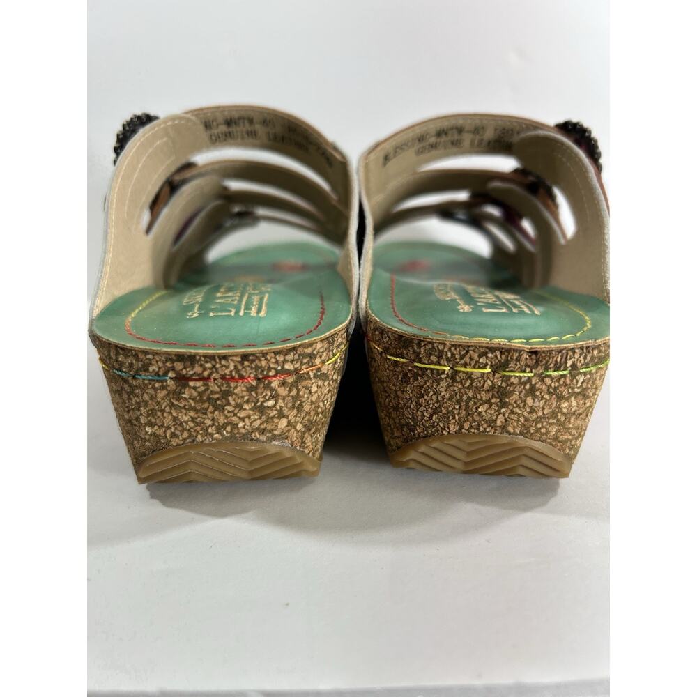L'Artiste by Spring Step Blessing Mint Multi Leather Slide Sandals Size US 9 - Picture 5 of 7